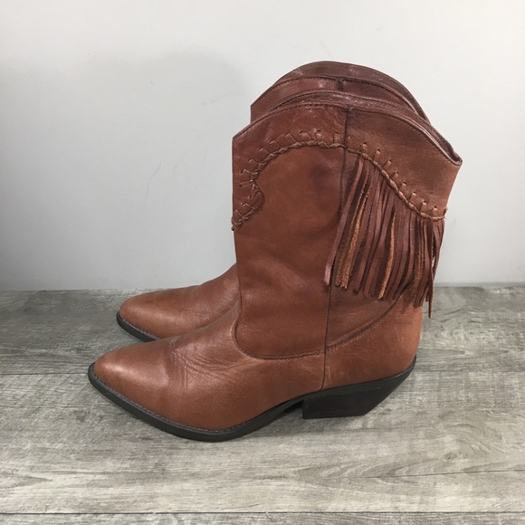 Zodiac Zline Fringe Western Cowboy Riding Leather Womens Boots Vintage Size 8 - Picture 6 of 13
